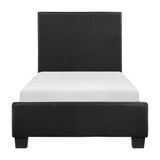 Lorenzi Black Faux Leather Twin Platform Bed angled front view