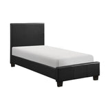 Lorenzi Black Faux Leather Twin Platform Bed side view