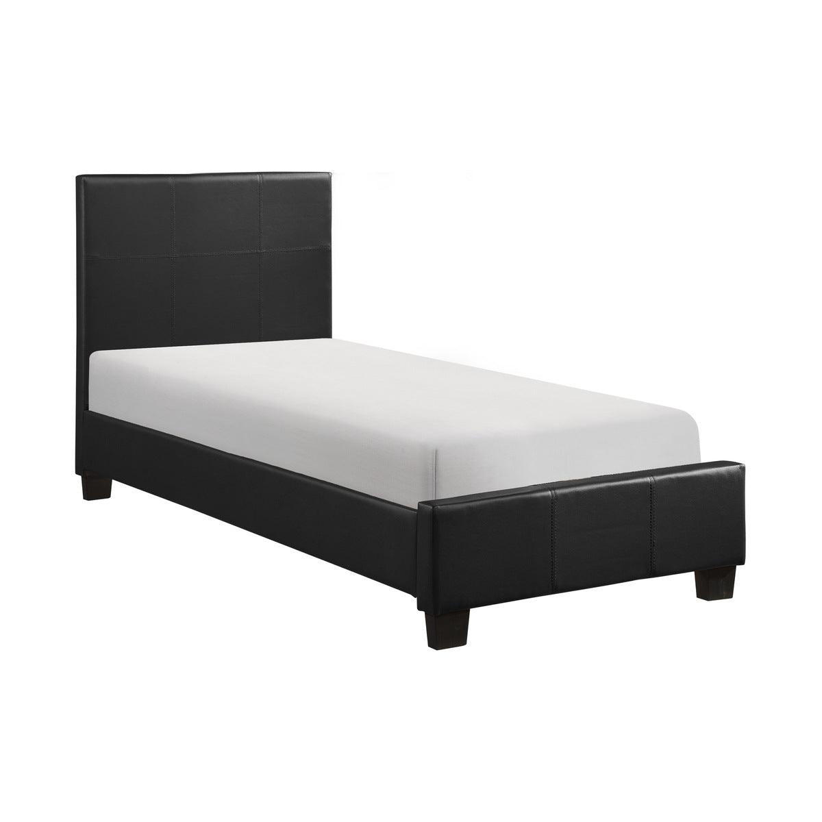 Lorenzi Black Faux Leather Twin Platform Bed side view