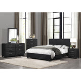 Lorenzi collection black faux leather queen panel bed catalog image