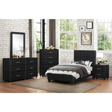 Lorenzi Black Faux Leather Twin Platform Bed detailed headboard close-up