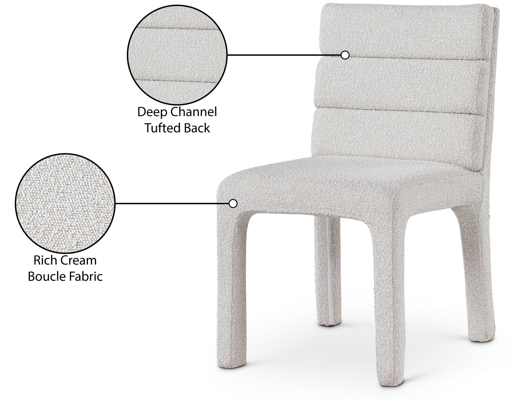 Kai Cream Boucle Fabric Dining Chair - Ella Furniture