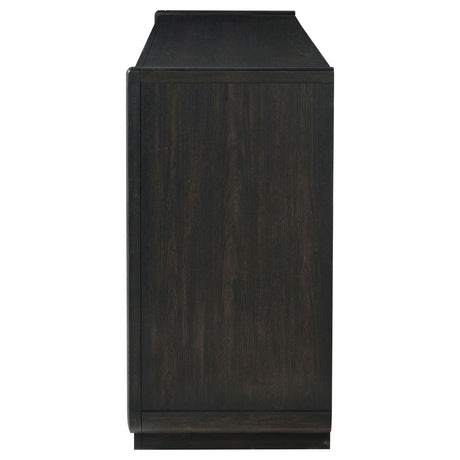 Top drawer open showing black felt lining
