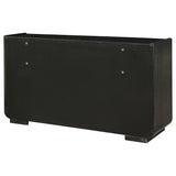 Back view of dresser showing dust panel base
