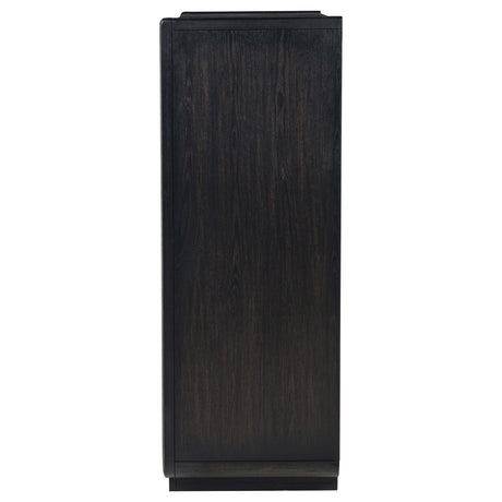 Close-up of black felt-lined top drawer
