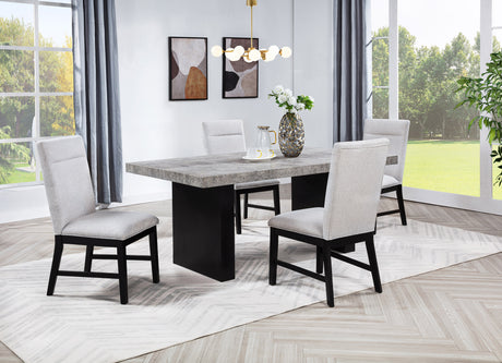 Sebastian dining set room view with chairs and table