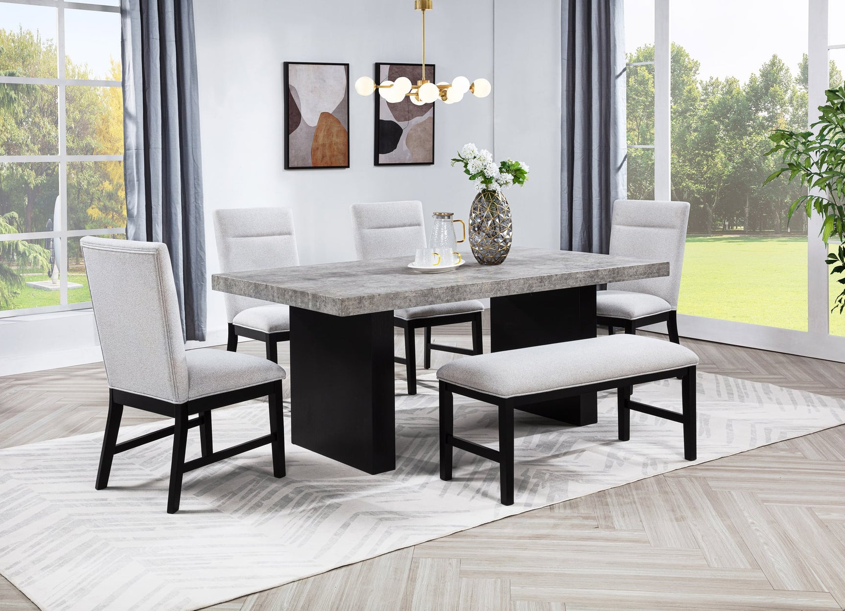 Sebastian Black Gray Dining Room Set from Decor Furniture