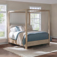 Detailed view of upholstered fabric headboard
