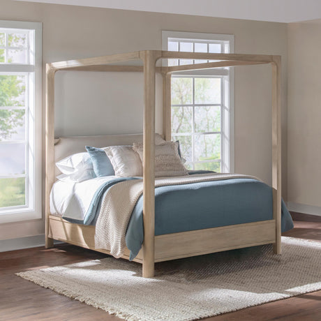 Detailed view of upholstered fabric headboard