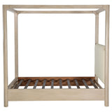 View of bed showing mattress platform without foundation