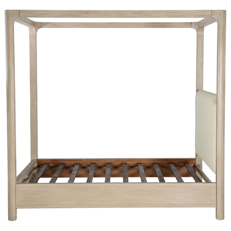 View of bed showing mattress platform without foundation
