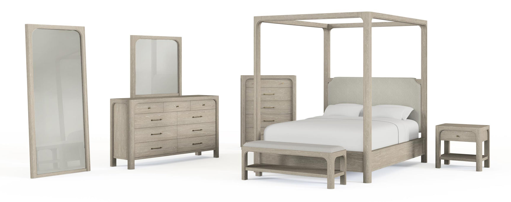 Solano Queen Canopy Bed weathered mango side view