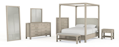 Solano Queen Canopy Bed weathered mango side view