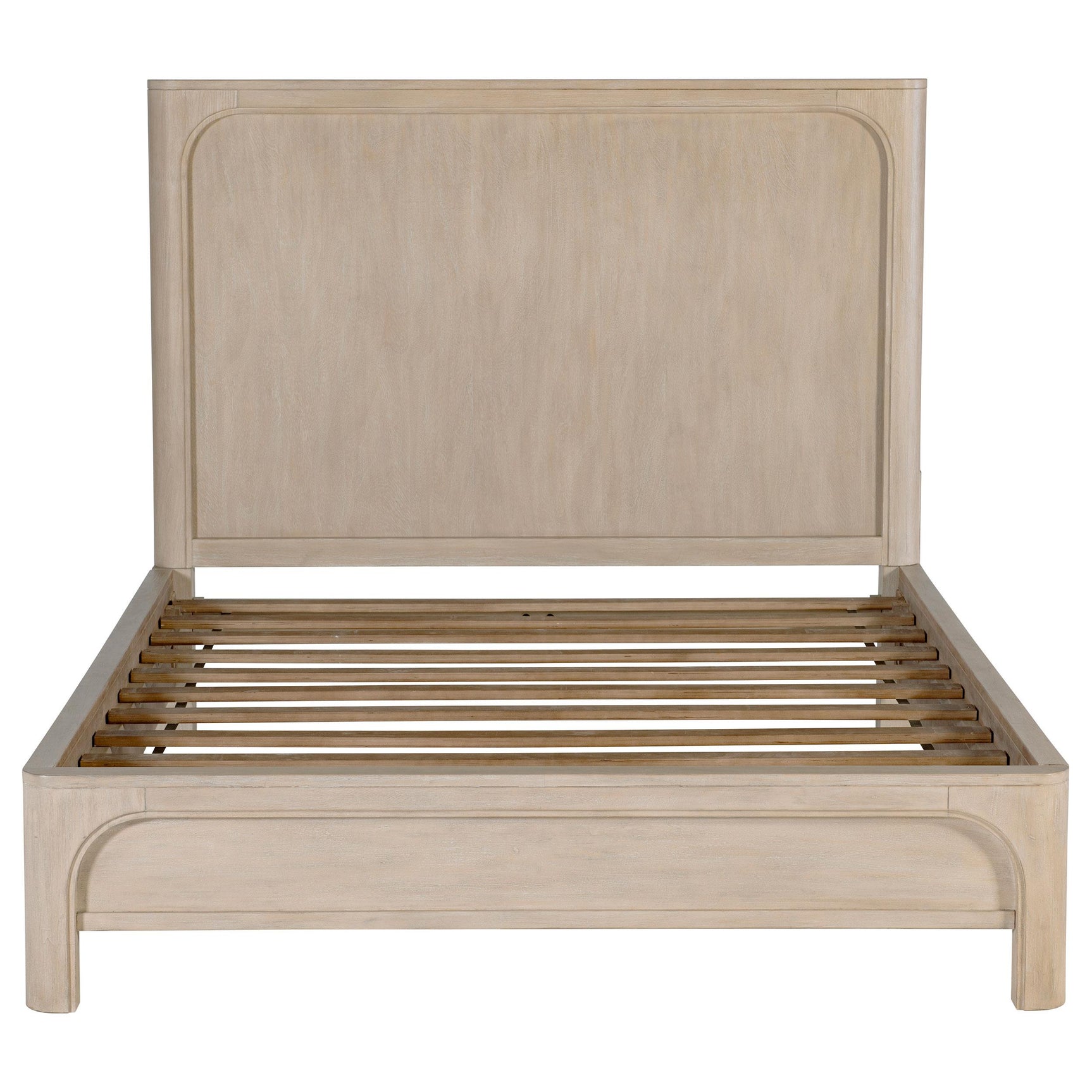 Side view of Solano Queen Panel Bed showing platform slats