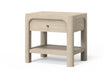 Solano 1-drawer nightstand in weathered mango finish, front view