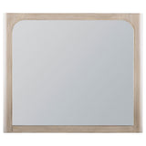 Top corner detail of Solano weathered mango mirror frame