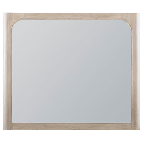 Top corner detail of Solano weathered mango mirror frame