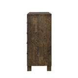 Woodmont 8-drawer dresser rustic golden brown close-up of drawer and handle
