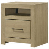 Hendricks nightstand drawer open showing smooth glide