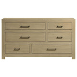 Side view of Hendricks dresser in light oak finish
