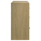 Hendricks dresser placed in modern bedroom setting