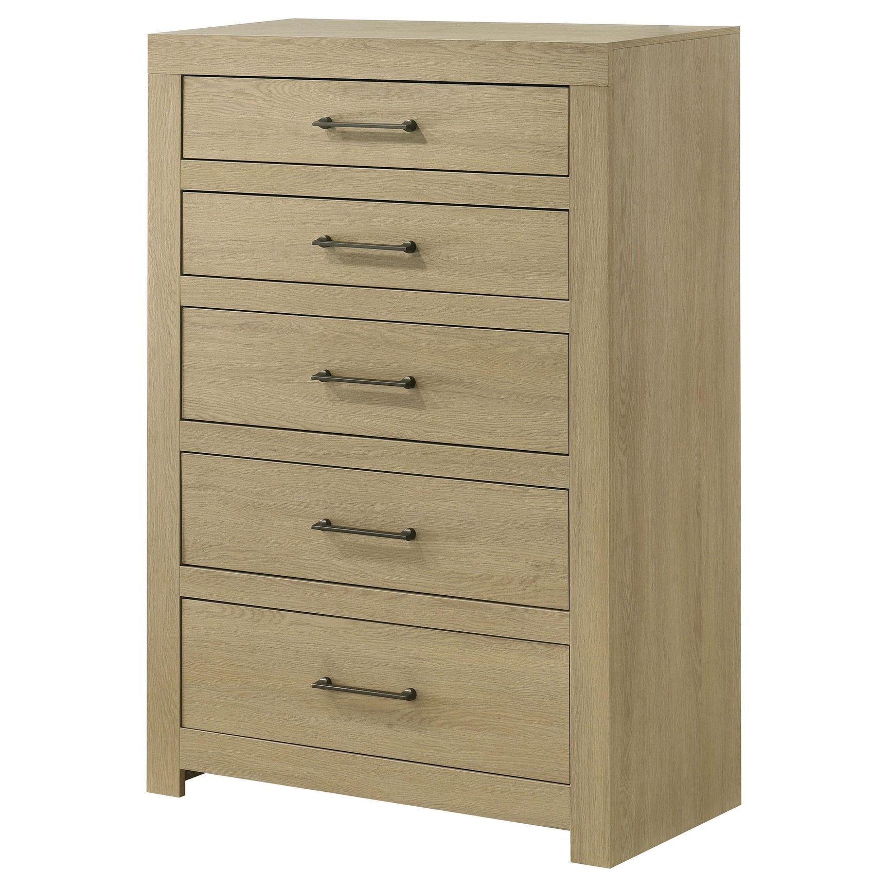 Side view showing depth of Hendricks chest of drawers