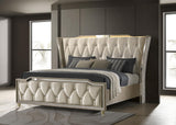 Side view of Lorient Queen LED Upholstered Wingback Bed