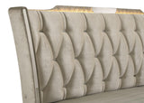 Tufted velvet upholstery on footboard