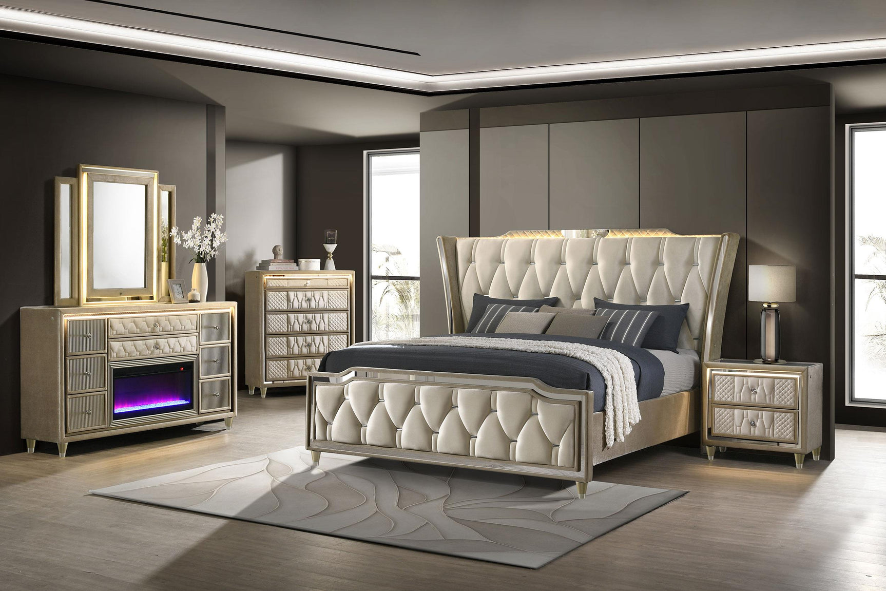 Lorient nightstand LED switch location right panel