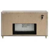 Lorient Ivory and Camel Velvet 8-drawer Flame Box Dresser with LED lights