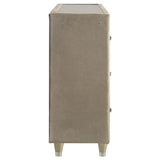 Lorient Ivory and Camel Velvet 8-drawer Flame Box Dresser with LED lights