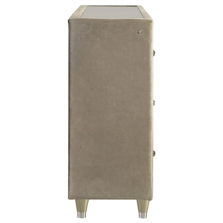 Lorient Ivory and Camel Velvet 8-drawer Flame Box Dresser with LED lights