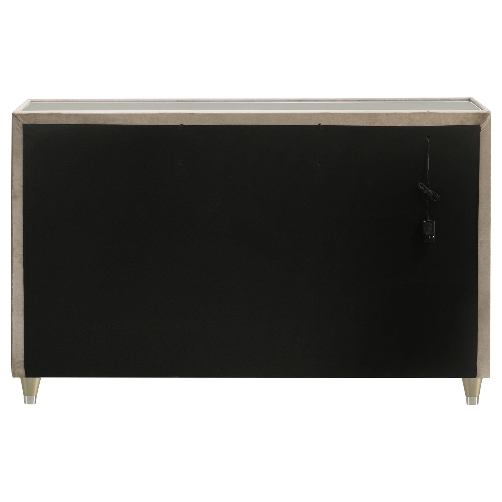 Top drawer opened showing brown felt lining