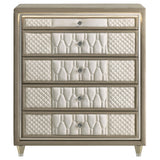 Side view of Lorient chest showing clear acrylic legs and LED lighting effect