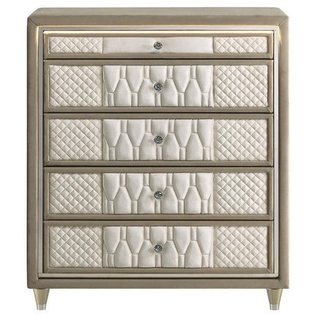 Side view of Lorient chest showing clear acrylic legs and LED lighting effect