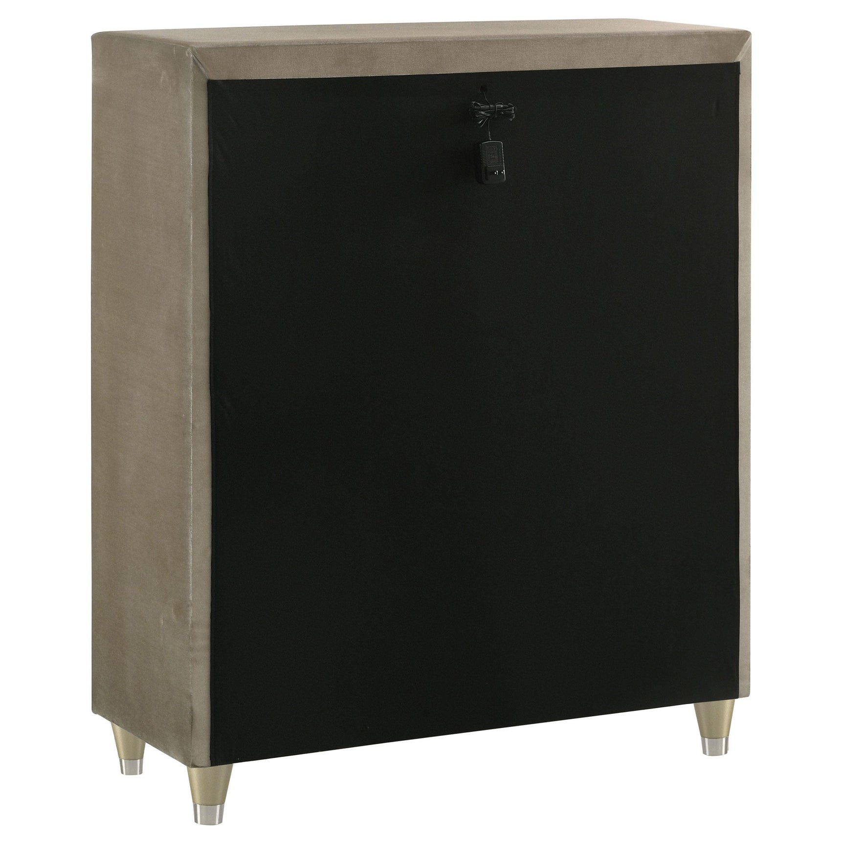 View of tempered glass top surface on Lorient chest
