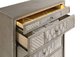 Crystal knob close-up on drawer front