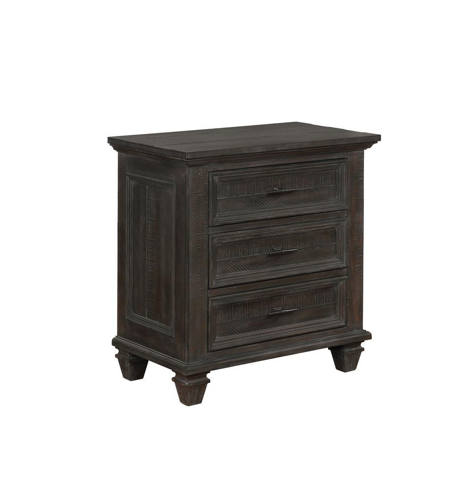 Atascadero 3-Drawer Nightstand Weathered Carbon - Ella Furniture