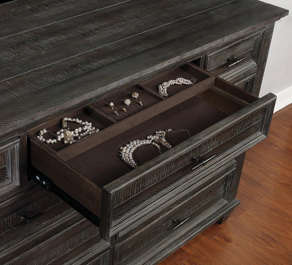 Atascadero 9-Drawer Dresser Weathered Carbon - Ella Furniture