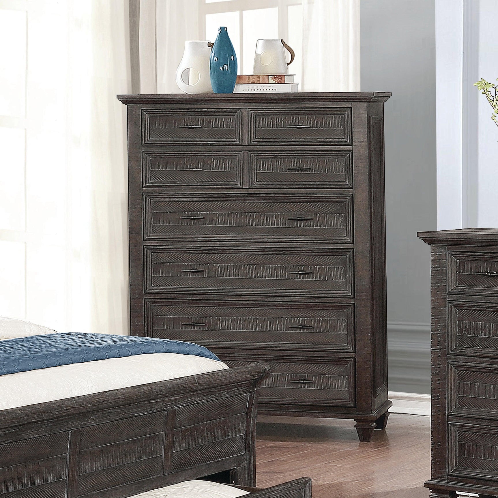 Atascadero 3-Drawer Nightstand Weathered Carbon - Ella Furniture