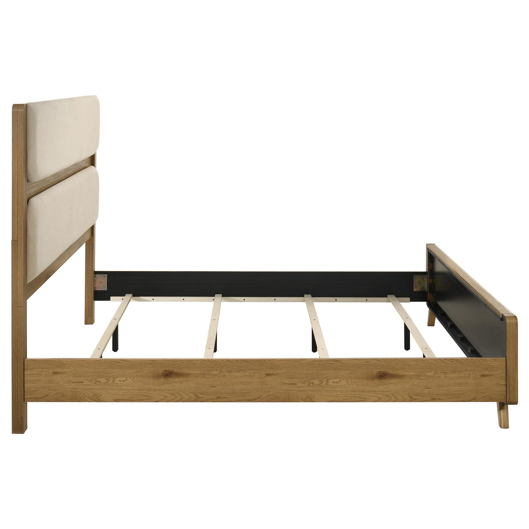 Bennett bed showing L-shape hook and plate attachment on rails
