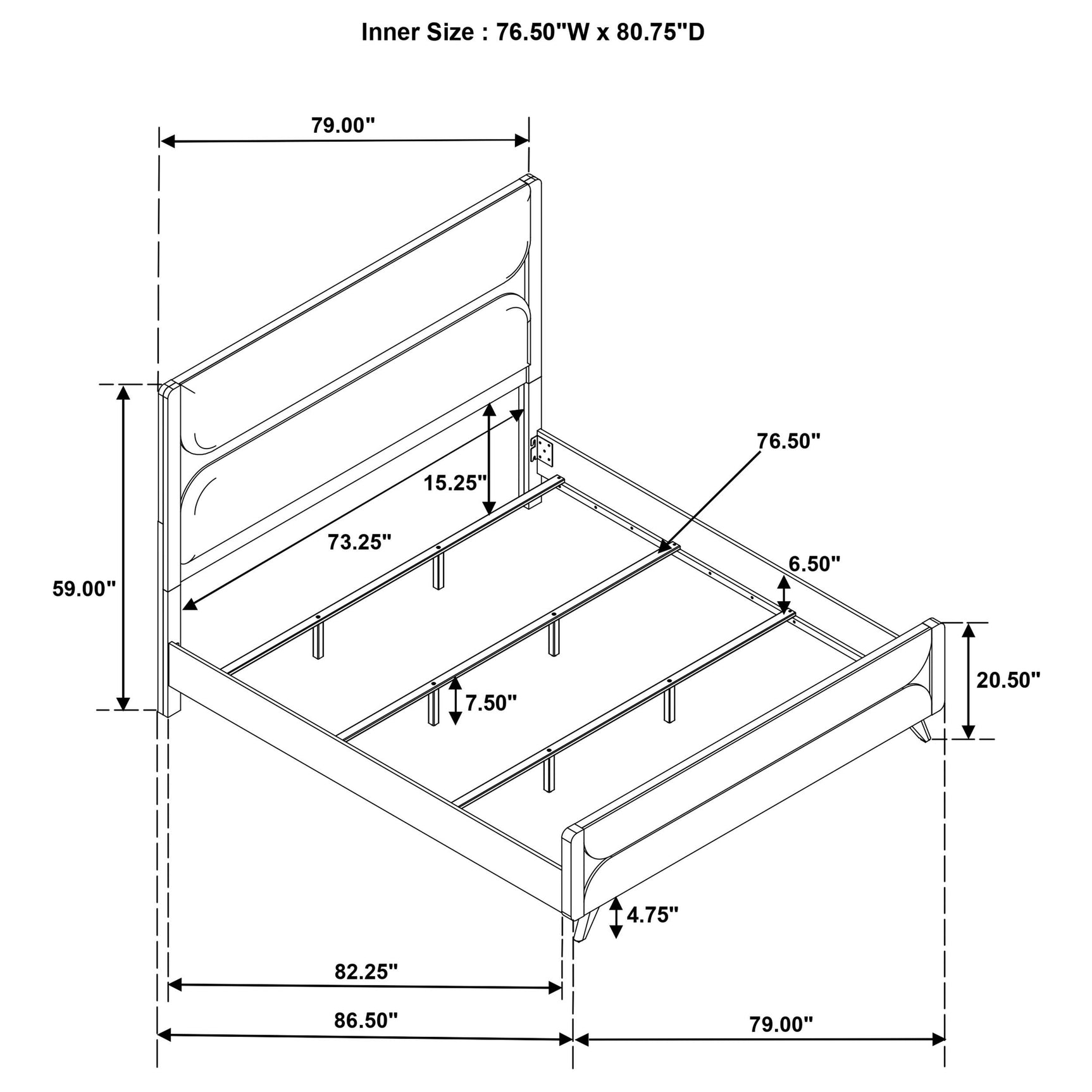 Wood grain finish on Bennett bed frame