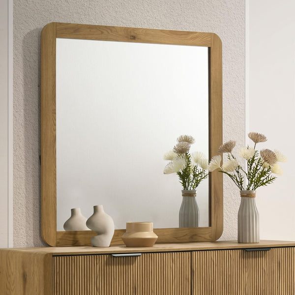 Bennett Bedroom Dresser Mirror Light Oak side angle