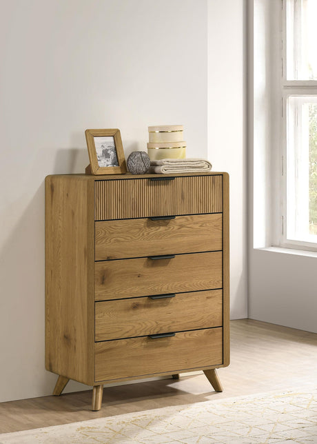 Bennett chest drawer detail vertical reeding on top drawer