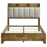 Side detail of medium oak wood grain texture on Henderson bed
