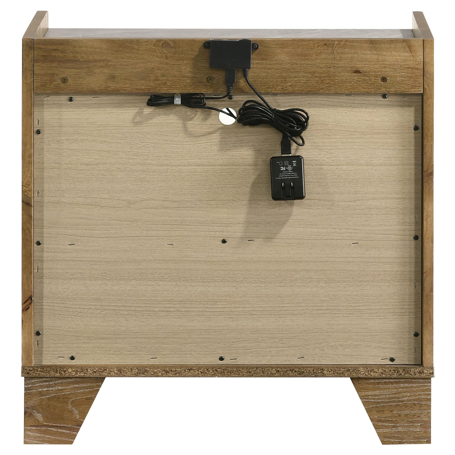 Henderson medium oak nightstand with LED lighting and one drawer