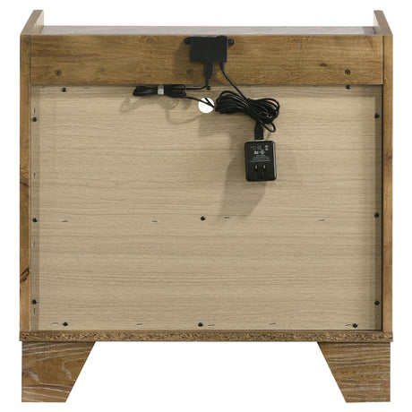 Henderson medium oak nightstand with LED lighting and one drawer