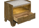 Henderson medium oak nightstand with LED lighting and one drawer