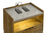 Henderson medium oak nightstand with LED lighting and one drawer