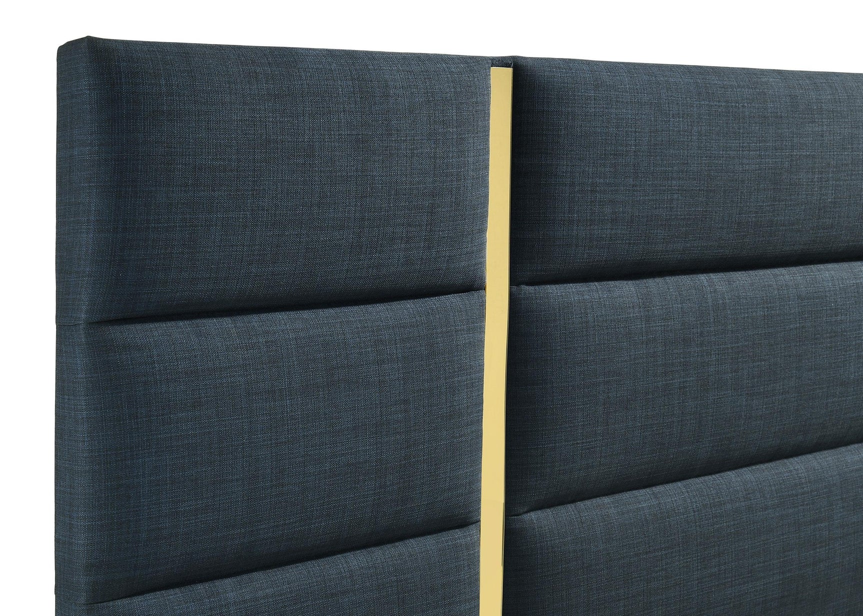 Wide shot of assembled Ines queen panel bed